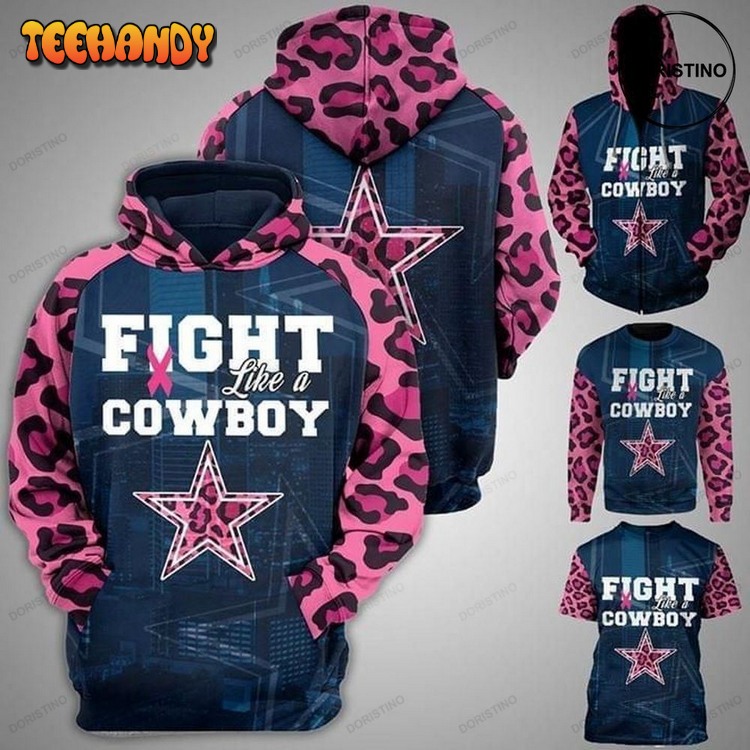 Dallas Cowboys Fight Like A Cowboys Pink Leopard Pullover 3D Hoodie