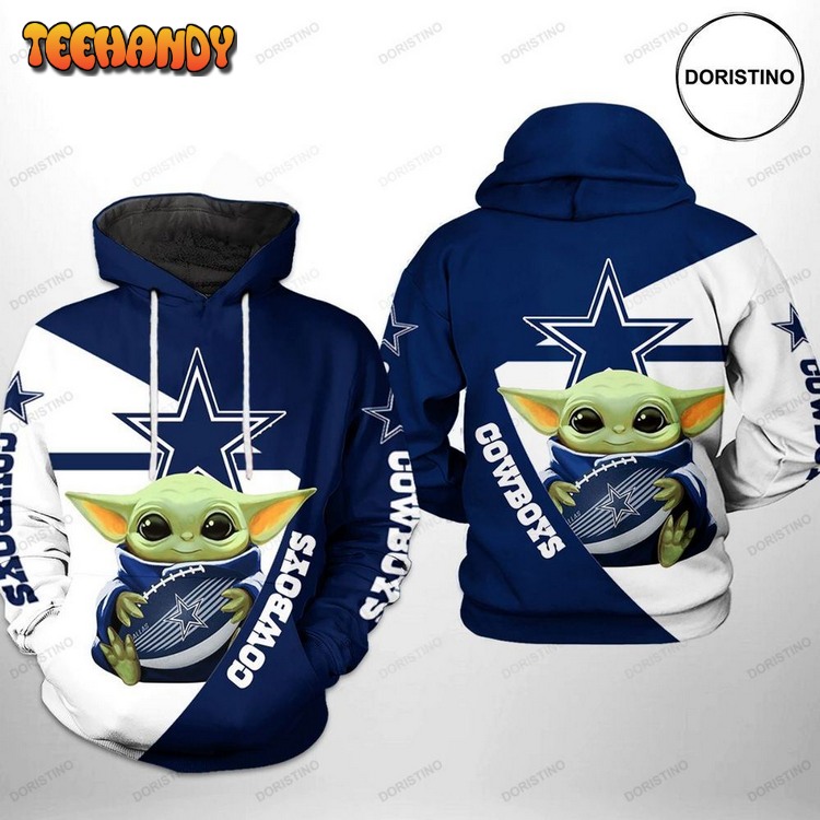 Dallas Cowboys Nfl Baby Yoda Team All Over Print Pullover 3D Hoodie