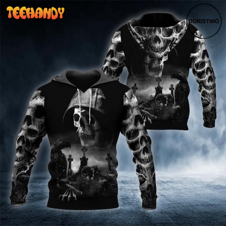 Dark Hunter Skull All Over Print Pullover 3D Hoodie