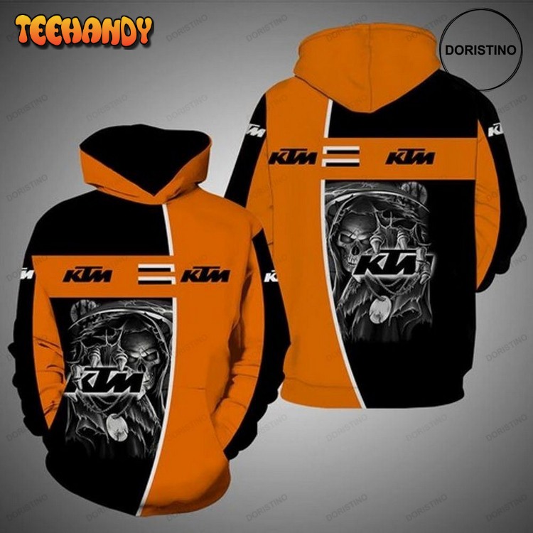 Death Skull Ktm Racing Full Awesome Pullover 3D Hoodie