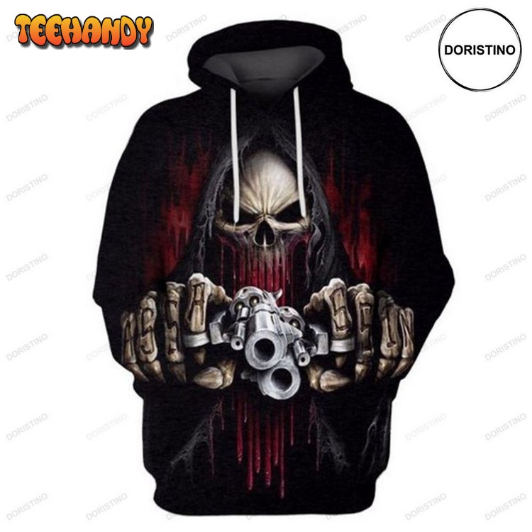 Death Skull With Gun Limited Edition Pullover 3D Hoodie