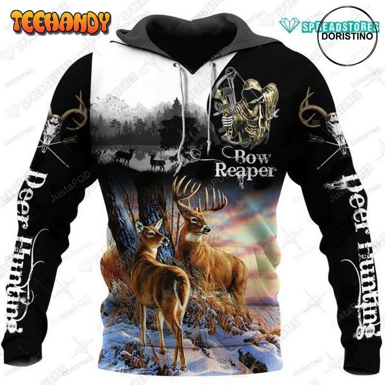 Deer Hunting Bow Reaper All Over Print Pullover 3D Hoodie