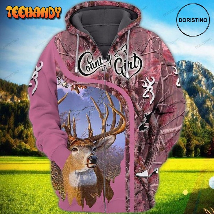 Deer Hunting Country Girl All Over Print Pullover 3D Hoodie