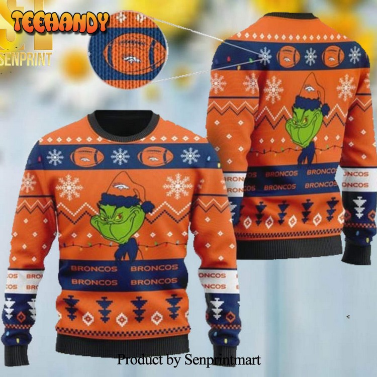 Denver Broncos American NFL Football Team Logo Cute Grinch Ugly Xmas Sweater