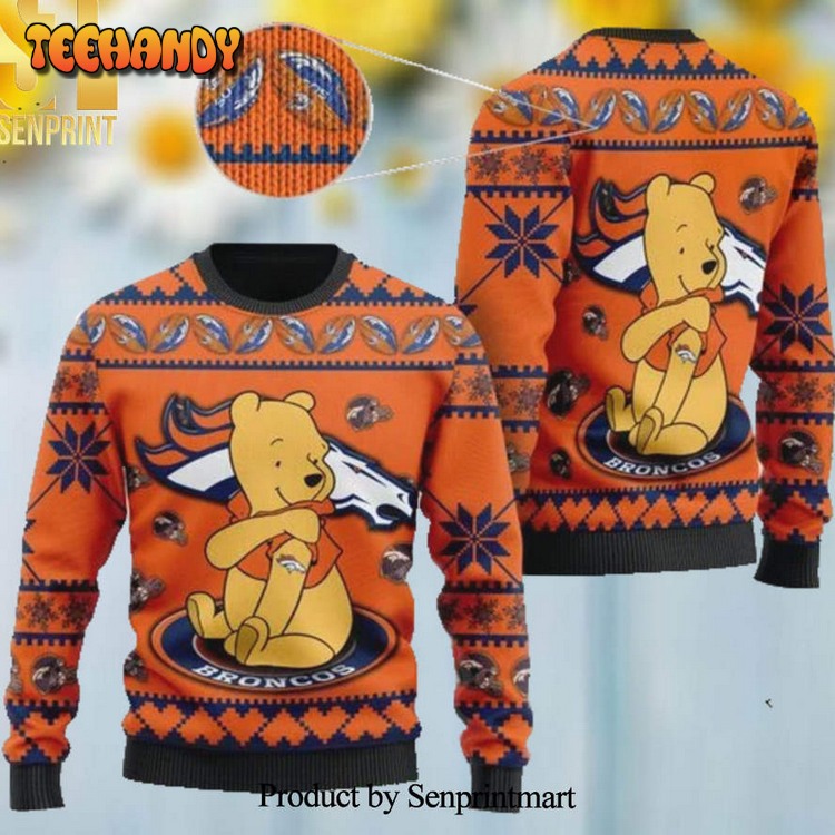 Denver Broncos NFL American Football Team Logo Cute Winnie The Pooh Bear Sweater