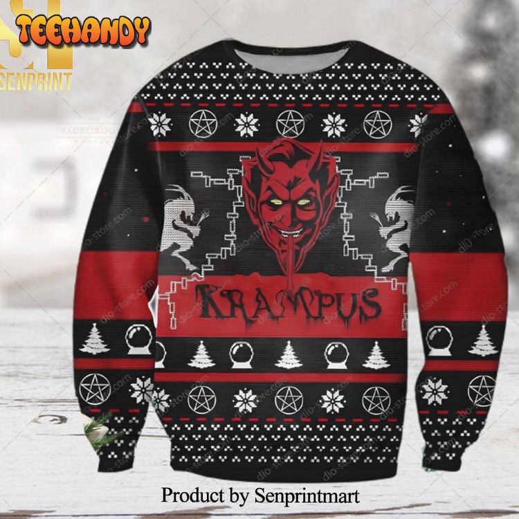 Devil Krampus Horror Face 3D Printed Ugly Xmas Sweater