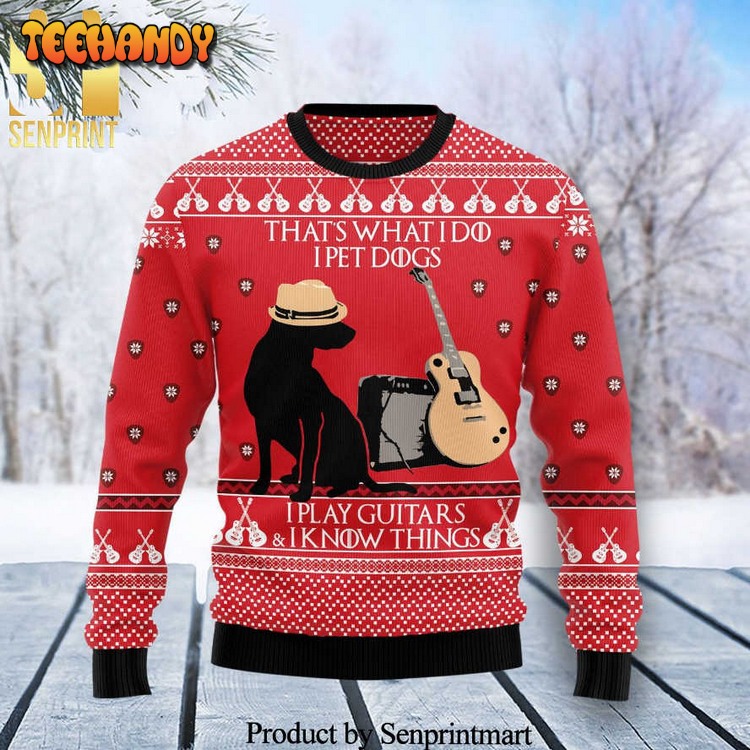 Dog Guitar Knitted Ugly Xmas Sweater