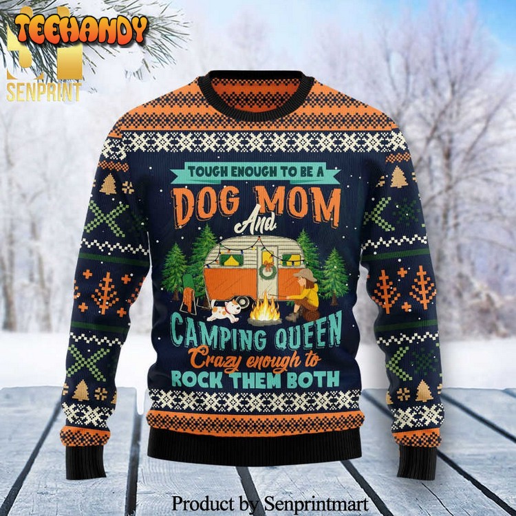 Dog Mom Camping Knitted Ugly Xmas Sweater