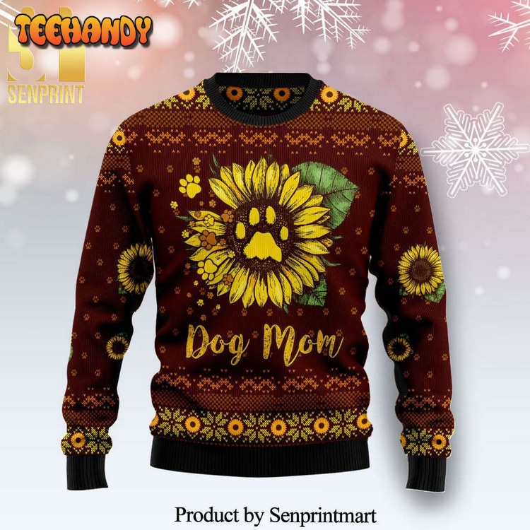 Dog Mom Sunflower Premium Knitted Ugly Xmas Sweater