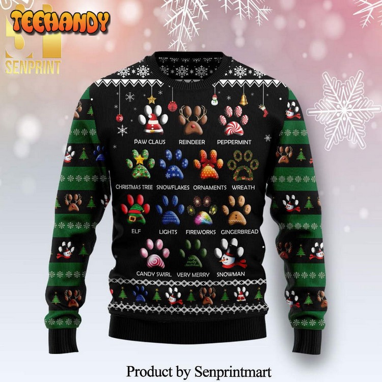 Dog Pawprint Knitted Ugly Xmas Sweater