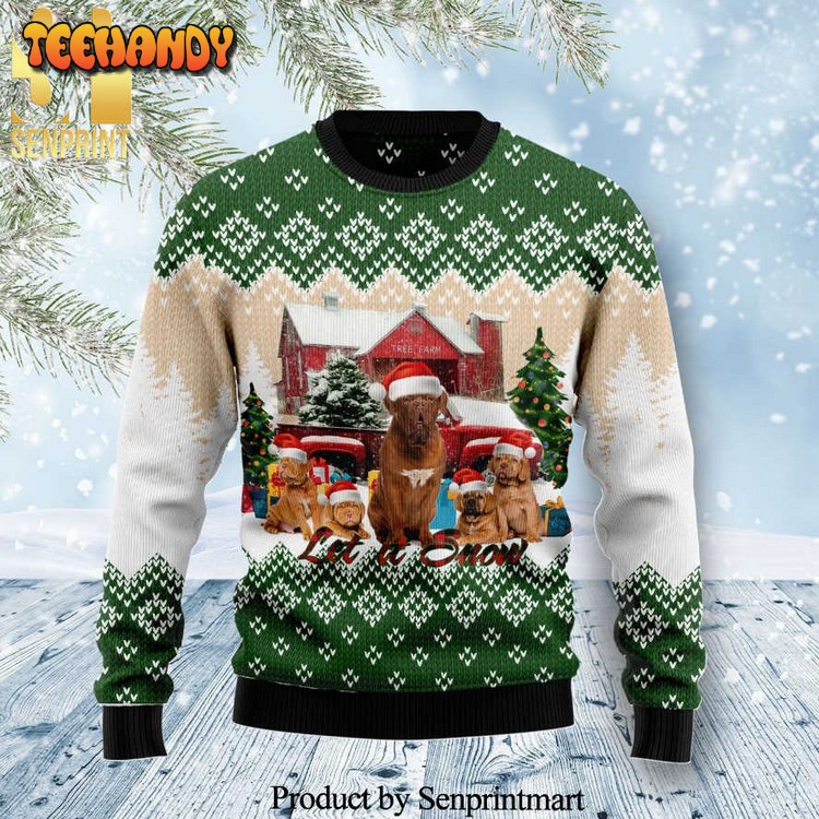 Dogue De Bordeaux Let It Snow Knitted Ugly Xmas Sweater