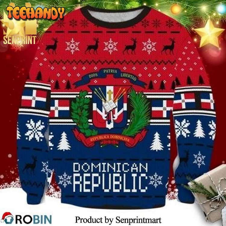 Dominican Republic Coat Of Arms Knitted Ugly Xmas Sweater