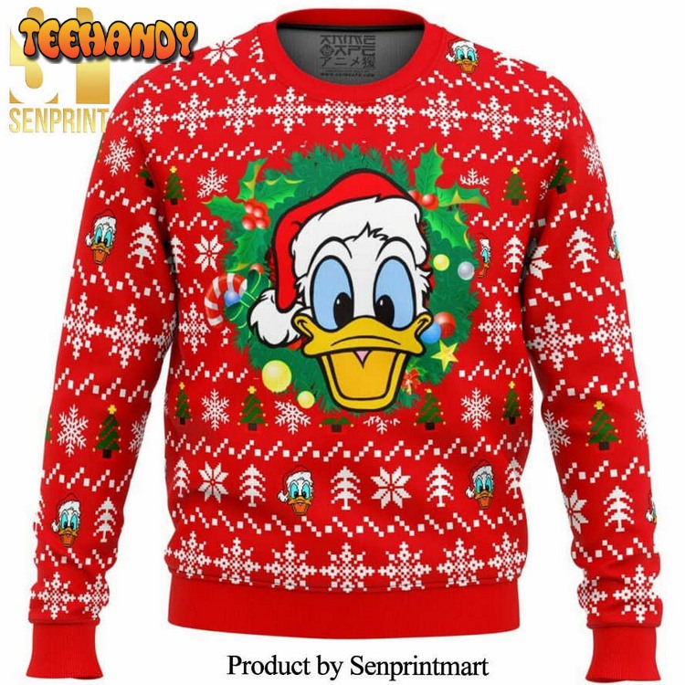 Donald Duck Christmas Head Disney Knitted Ugly Xmas Sweater