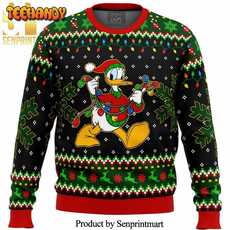 Donald Duck Christmas Lights Disney Knitted Ugly Xmas Sweater