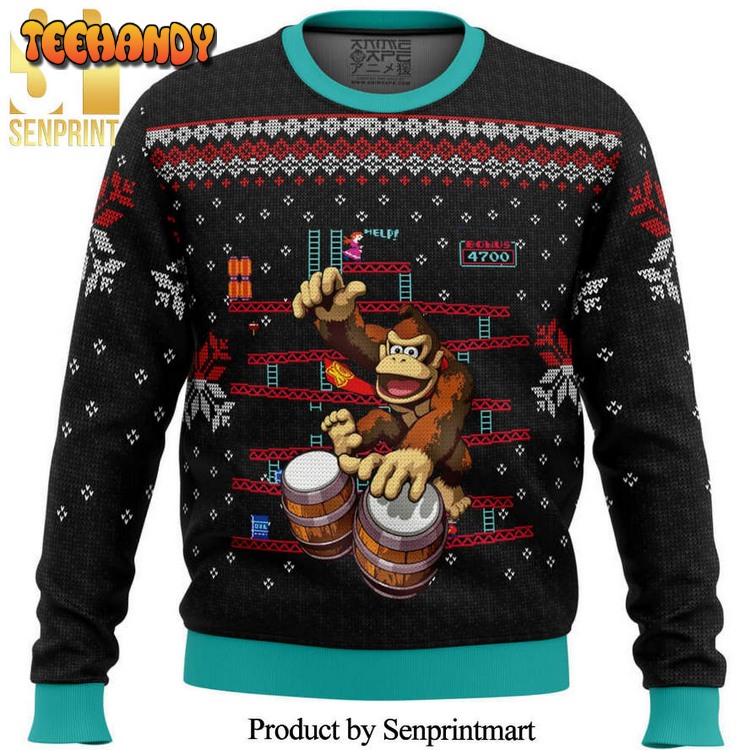 Donkey Kong Drums Knitted Ugly Xmas Sweater