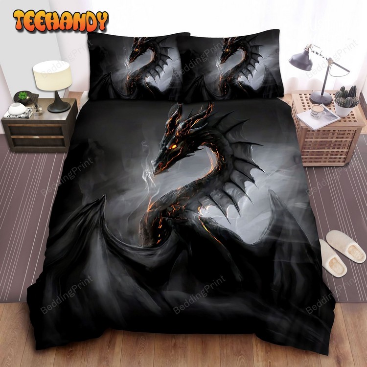 Dragon Flaming Black Dragon Art Duvet Cover Bed Sets