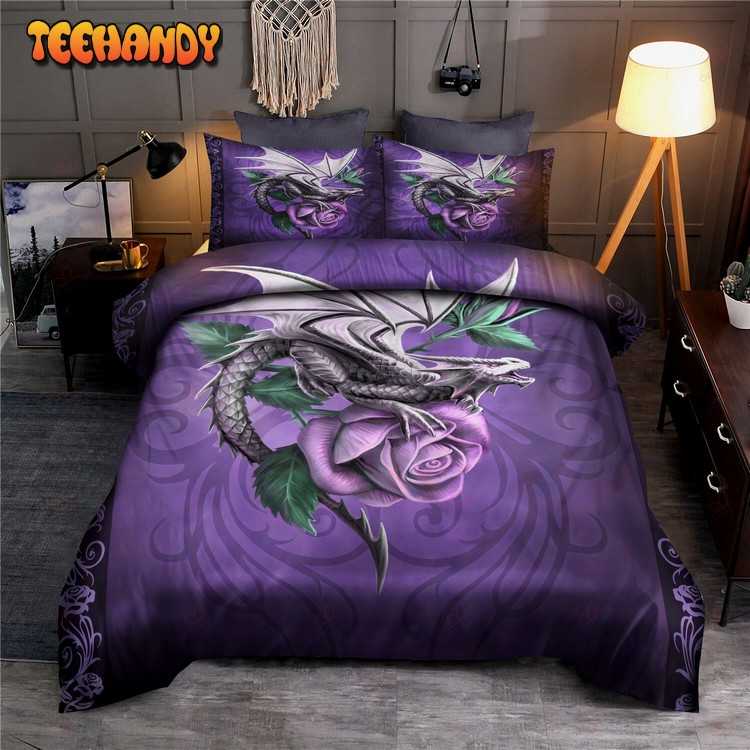 Dragon Flower Purple Rose Bed Sheets Duvet Cover Bed Sets