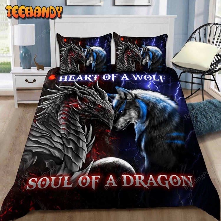 Dragon Heart Of A Wolf, Soul Of A Dragon Bedding Set