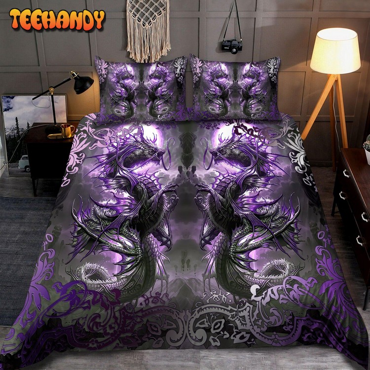 Dragon Spirit Art Purple Bed Sheets Duvet Cover Bedding Sets