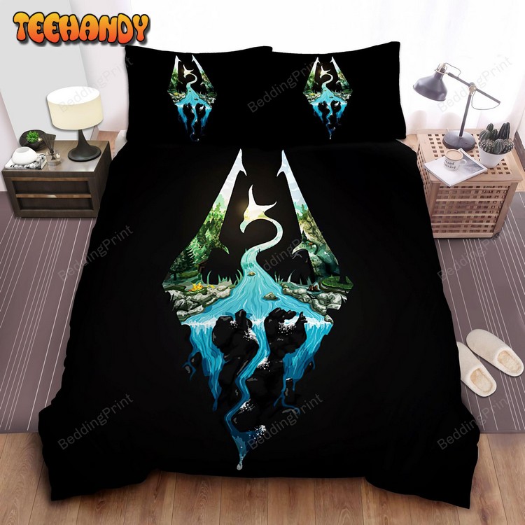 Dragon Symbol In Skyrim Bed Sheets Duvet Cover Bedding Sets