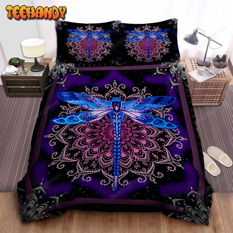 Dragonfly Mandala Purple Bed Sheets Duvet Cover Bedding Sets