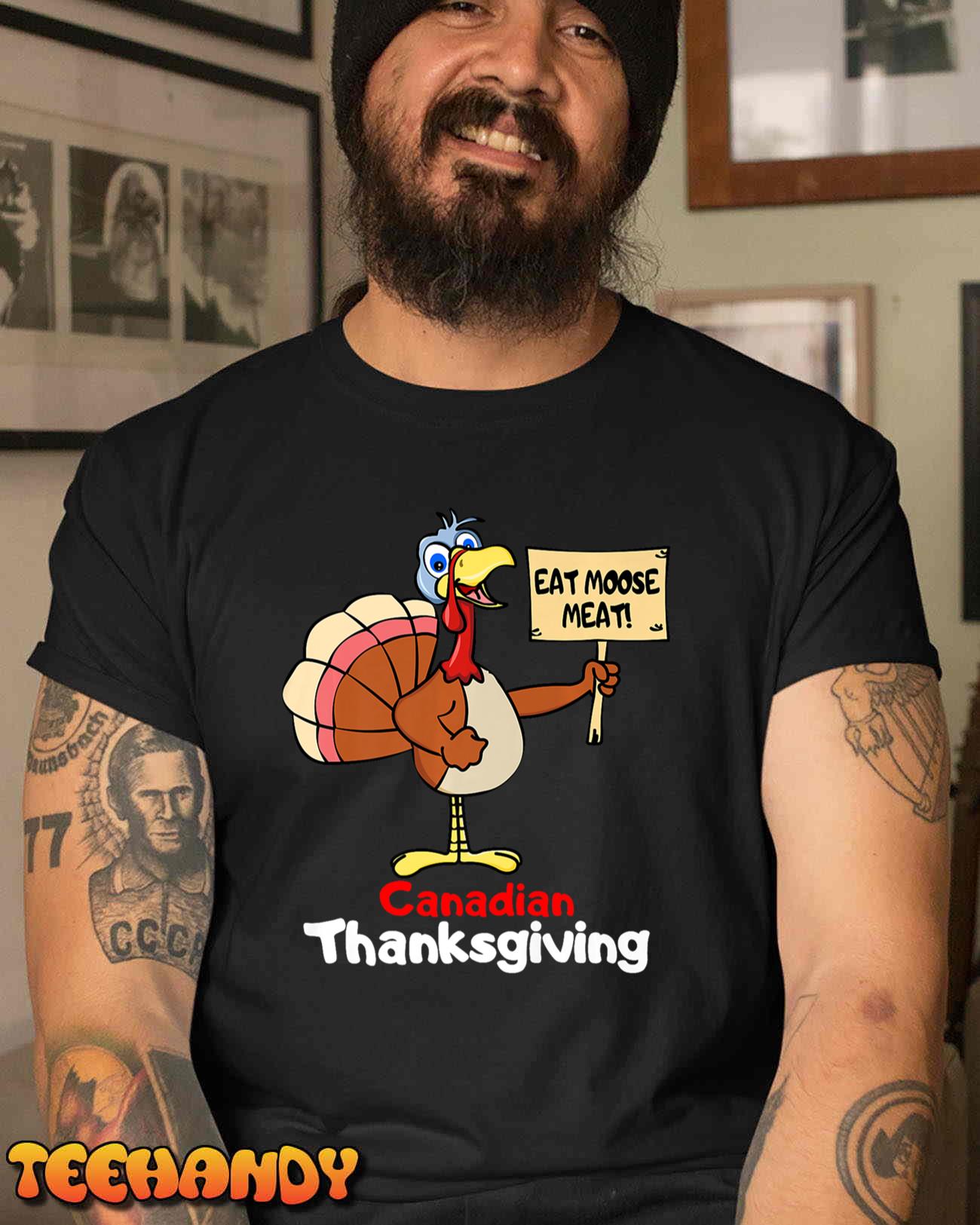 Funny Canadian Thanksgiving Holiday Turkey Eat Moose Meat Premium T-Shirt