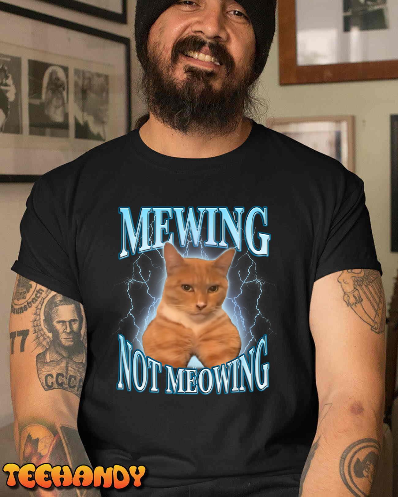 Funny Cat Meme Mewing LooksMax Meowing cat Trend T-Shirt