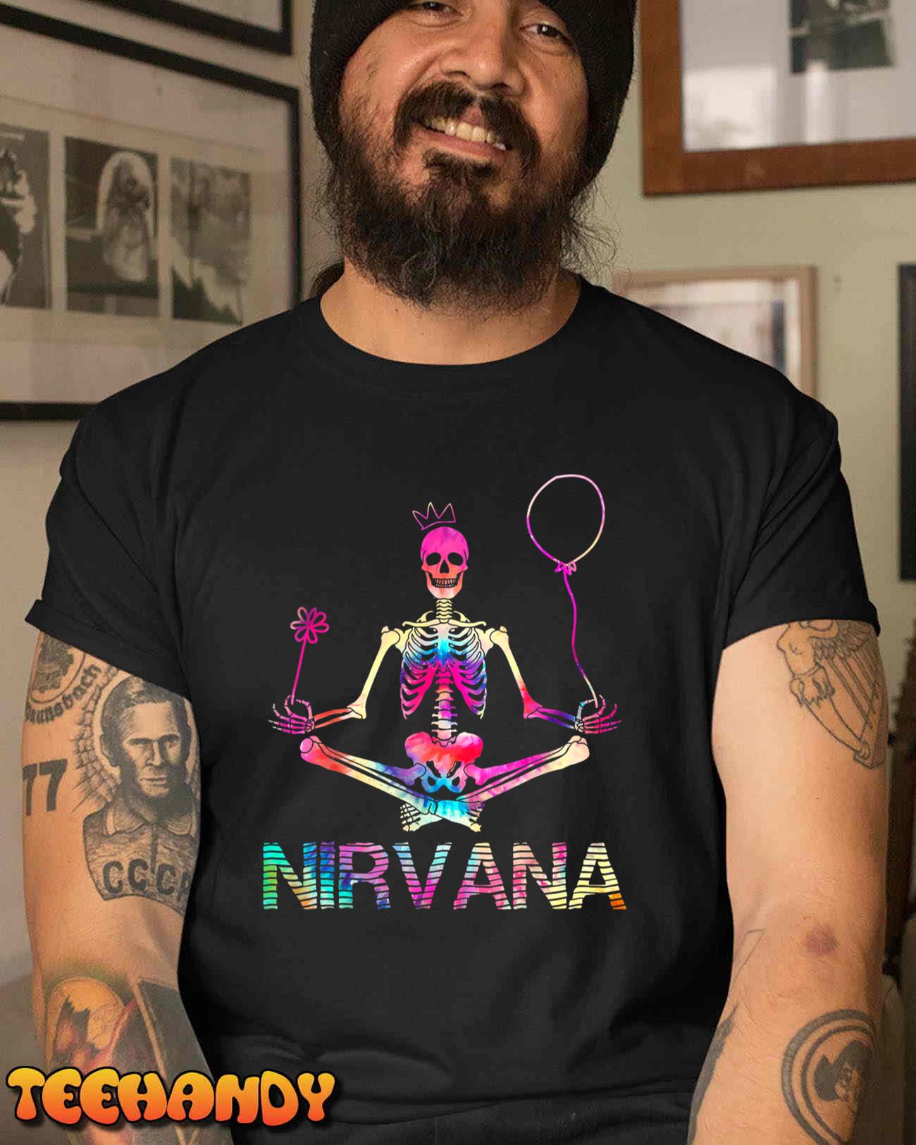 Funny Nirvana Skeleton Yoga For Man Woman tie dye T-Shirt