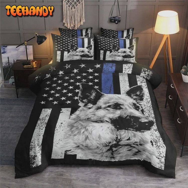 German Shepherd Dog Police American Flag Bed Sets For Fan