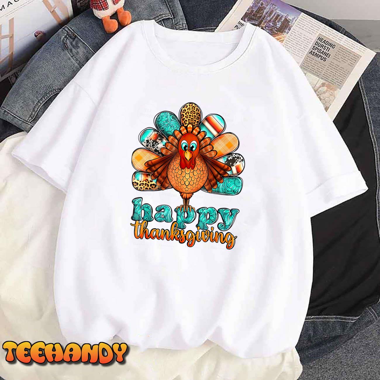 Happy Thanksgiving Turkey Day Leopard Holiday Funny T-Shirt