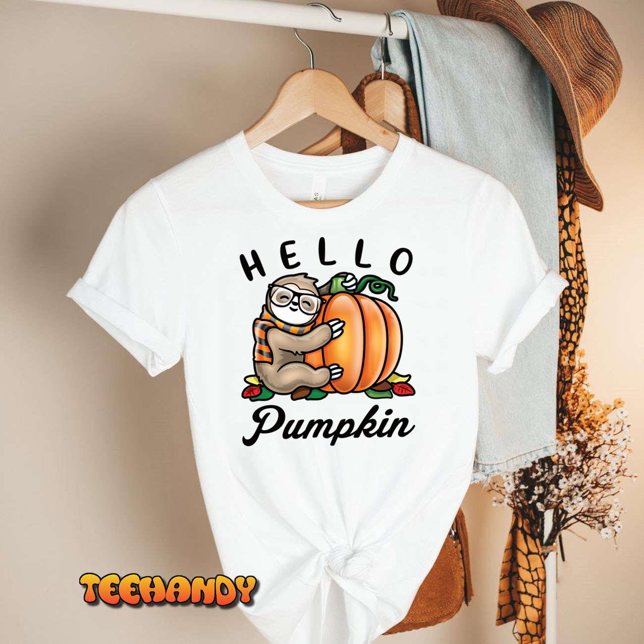 Hello Pumpkin – Autumn Leaves Foliage Cute Fall Sloth Sweatshirt