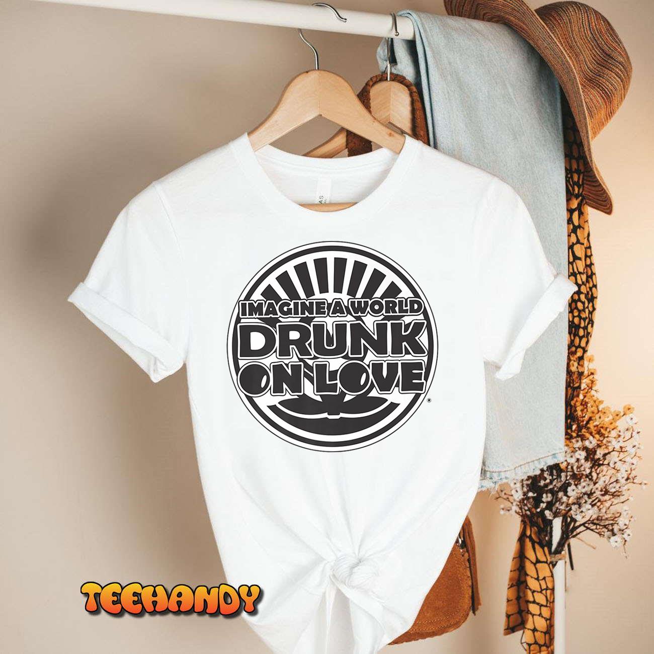 Imagine A World Drunk On Love With Logo Black And White Premium T-Shirt