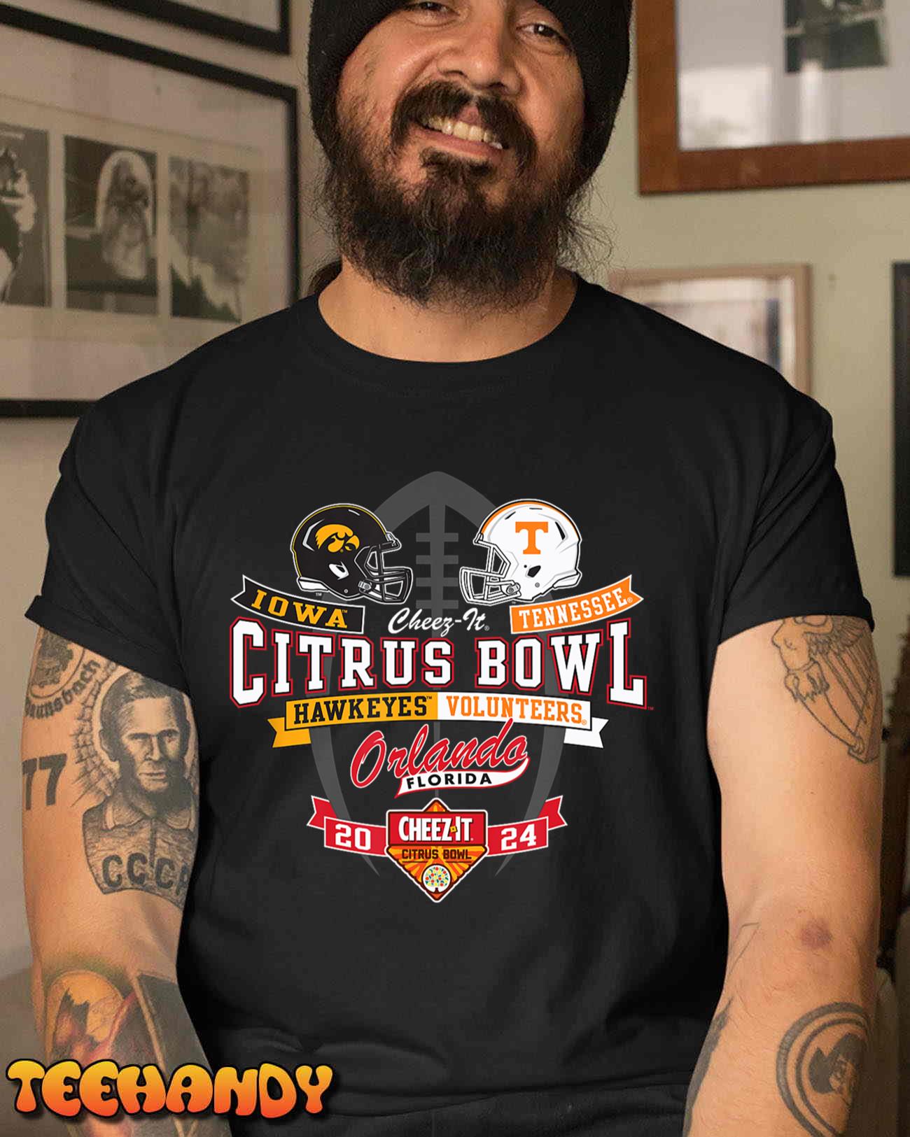 Iowa Hawkeyes vs Tennessee Volunteers Citrus Bowl 2024 Black T-Shirt