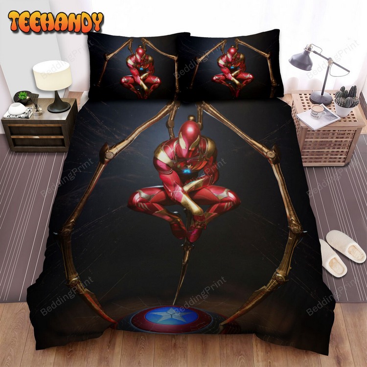 Iron Spider On Captain America Shield Duvet Cover Bed Sets