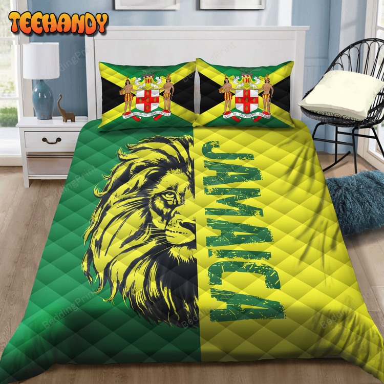 Jamaica Lion Green And Yellow Duvet Cover Bed Sets