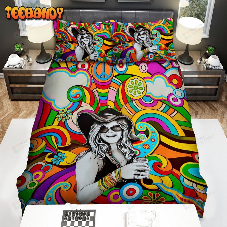 Janis Joplin Hippie Art Poster Bed Sets For Fan