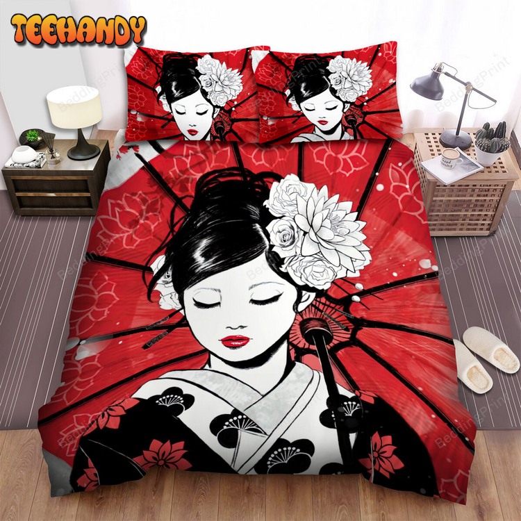 Japan Art Geisha Bed Sheets Duvet Cover Bed Sets For Fan