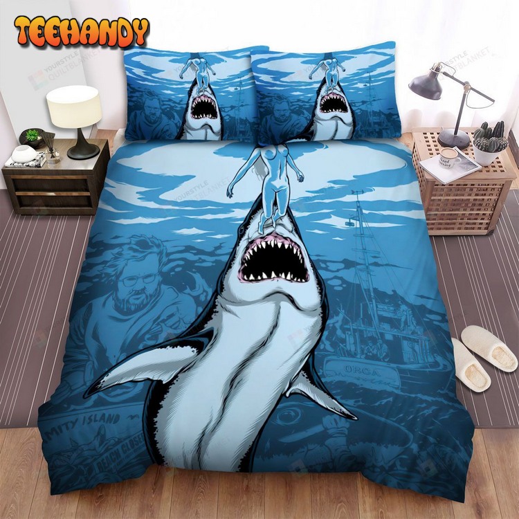 Jaws Movie Poster Art 1 Bed Sheets Spread Comforter Bed Sets For Fan