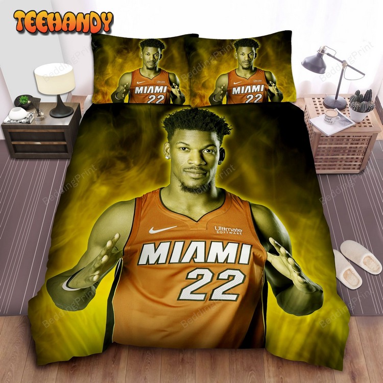 Jimmy Butler In Miami Heat Uniform Photograph Bed Sets For Fan