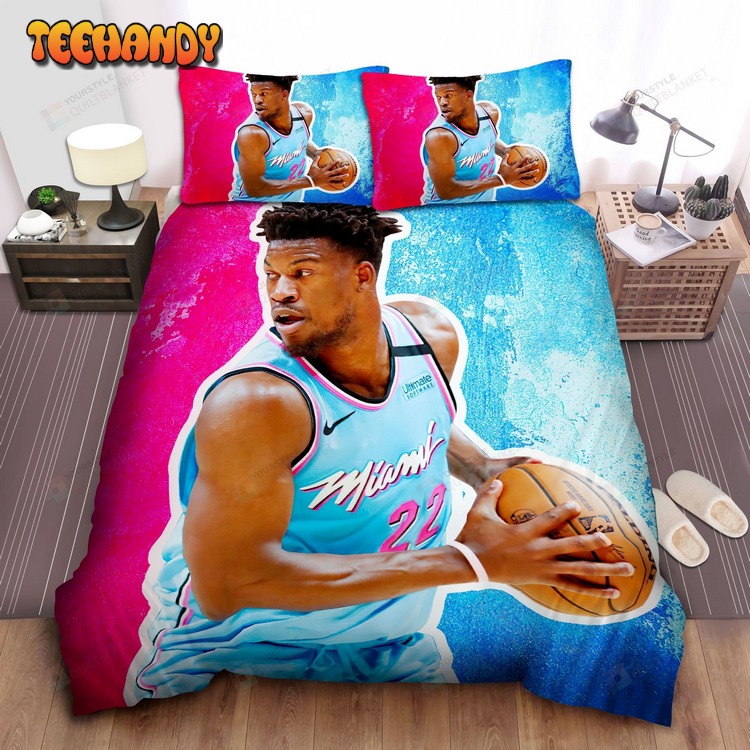 Jimmy Butler In Signature Colors Of Miami Heat Bed Sets For Fan