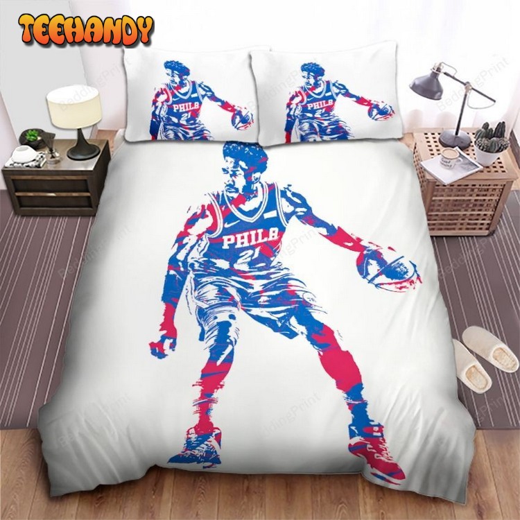 Joel Embiid In Signature Philadelphia 76ers Colors Bed Sets For Fan