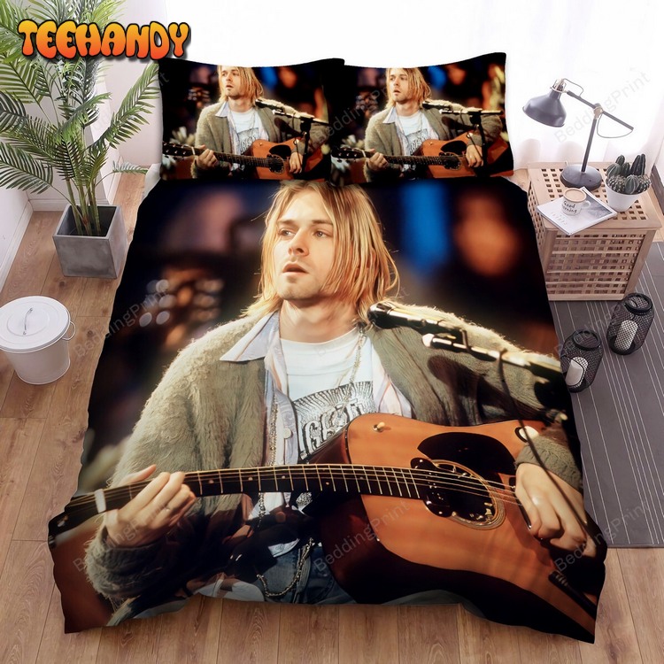 Kurt Cobain Playing Guitar Photo Bed Sets For Fan