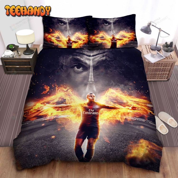 Kylian Mbapp Of Paris Saint-Germain Digital Art Bed Sets For Fan