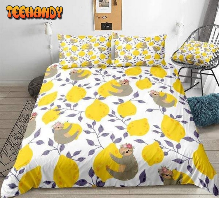 Lemon With Sloths Pattern Bed Sets For Fan