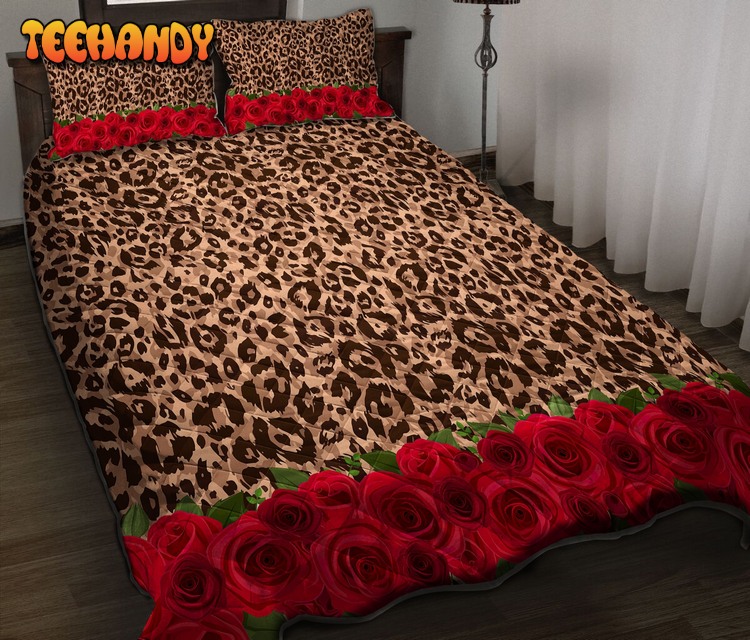 Leopard Rose Animal Print Bed Sets For Fan