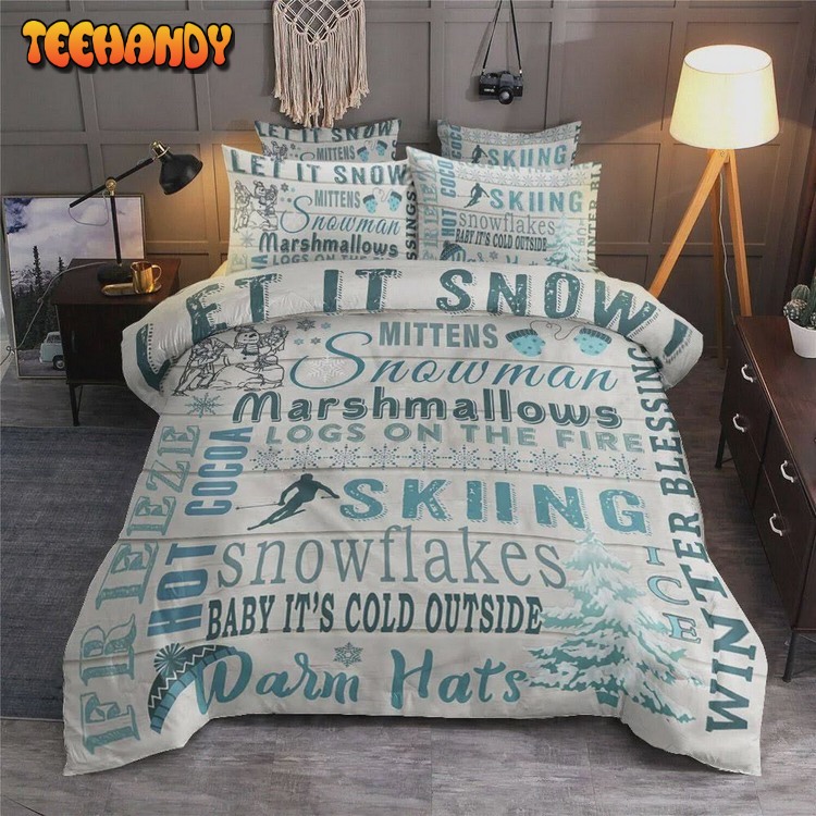 Let It Snow And Skiing Bed Sets For Fan