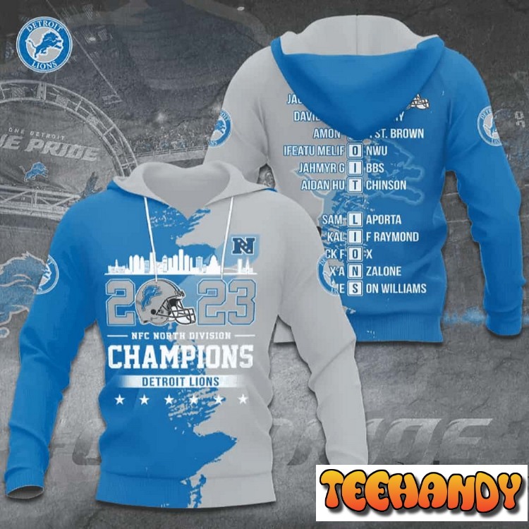 Lions 2023 Division Champs All Over Printed 3D Hoodie