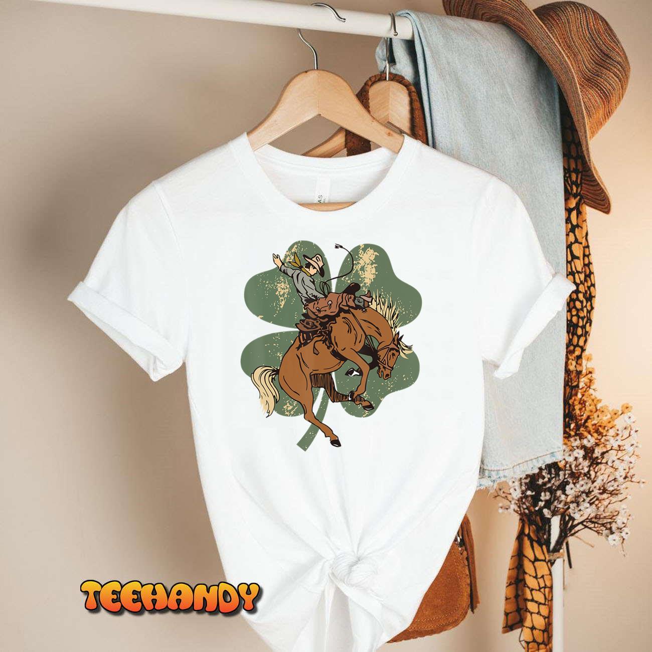 Lucky Bronc Horse Cowgirl western St Patrick’s Day T-Shirt