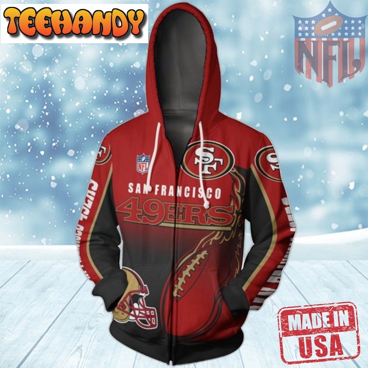 Luxury 3D San Francisco 49ers Hoodies For Men Cute Flame Balls Graphic