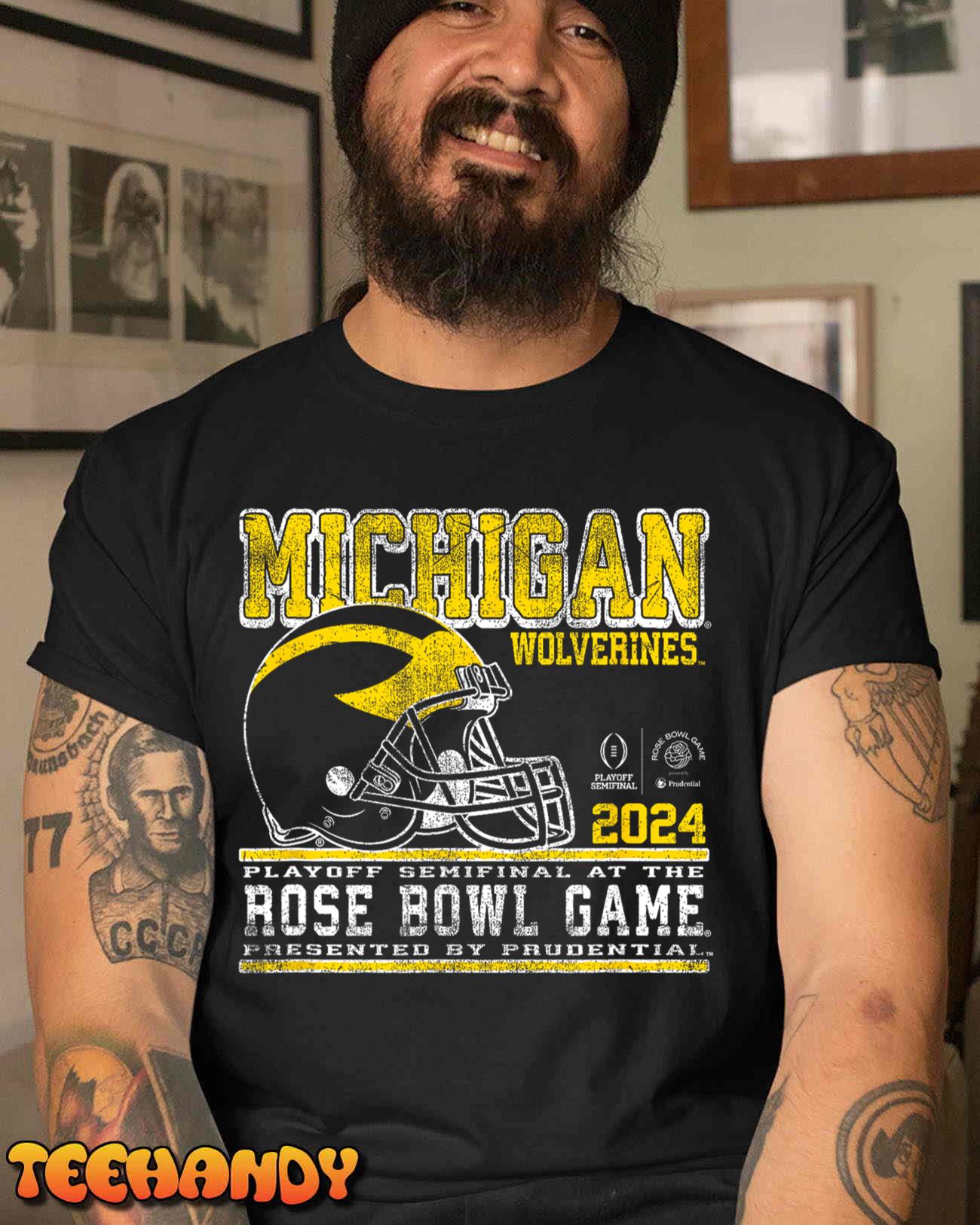 Michigan Wolverines Rose Bowl 2024 CFP Semi Football Retro T-Shirt